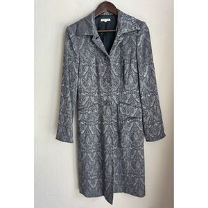 Vintage‎ 90s Y2K Georgiou Jacquard Long Coat 6 Goth Dark Academia Regency Silver
